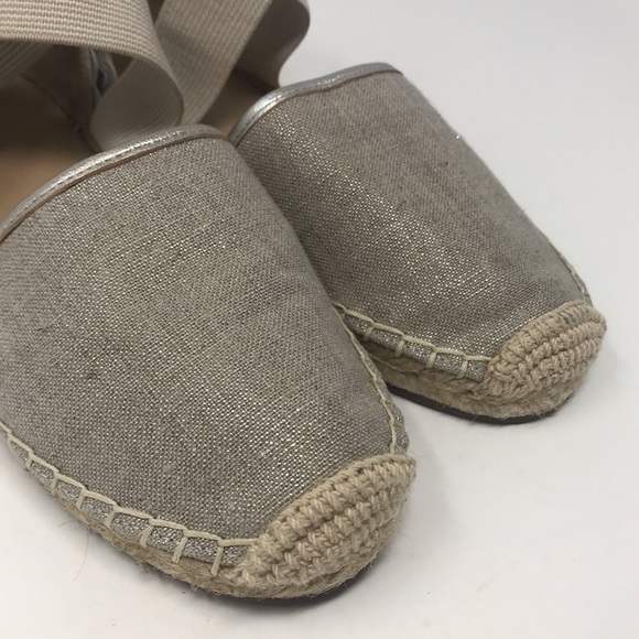 Lands End Silver Beech Cross Strap Espadrilles Flats Women Sz 8.5 - Picture 3 of 10